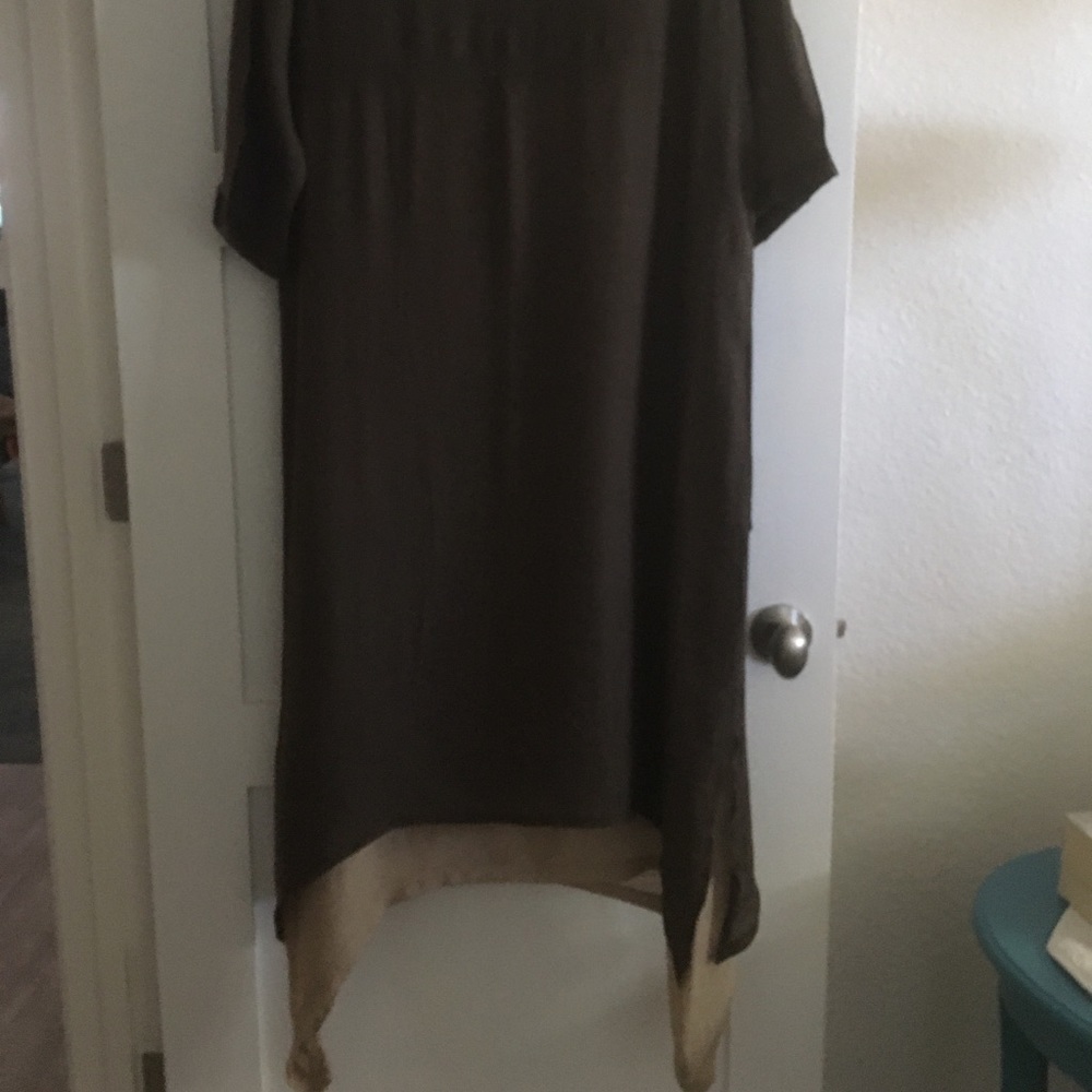 Long cotton gauze two tone dress